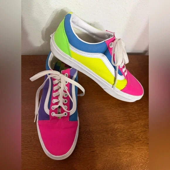 Vans Old Skool Neon Color-Block Skate Shoe M 7.5 W9 tennis shoes sneakers - Picture 2 of 8